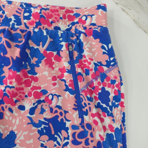 T BY TALBOTS MULTICOLOR FLORAL SKORT WOMEN`S SIZE LARGE ZIP POCKETS COTTON BLEND - Picture 5 of 16